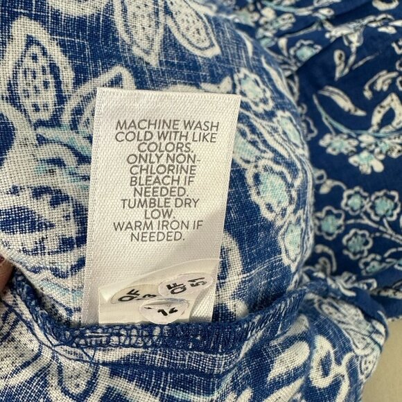 J Jill Love Linen Dress Blue Floral Shift Sleeveless Small - Picture 8 of 9